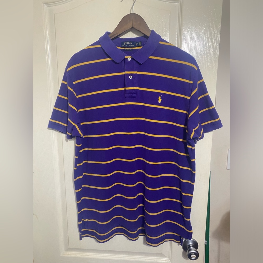 Polo Ralph Lauren Purple and Gold Polo Sz XL